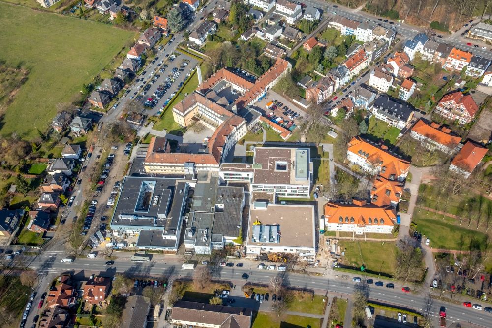 Hamm aus der Vogelperspektive: Baustelle am Klinikgelände des Krankenhauses Sankt Marienhospital in Hamm im Bundesland Nordrhein-Westfalen