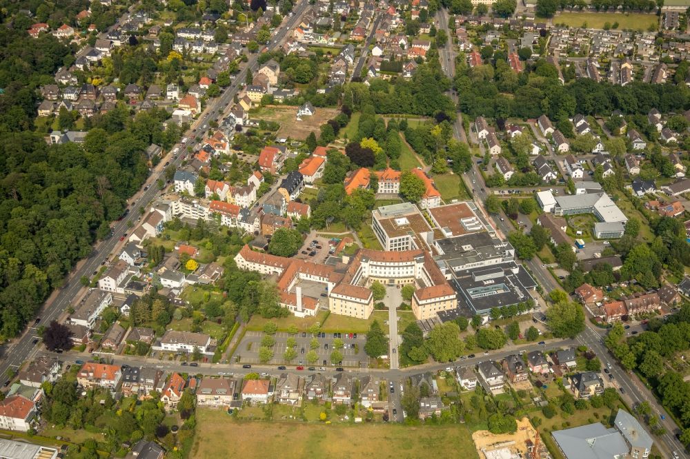 Hamm von oben - Baustelle am Klinikgelände des Krankenhauses Sankt Marienhospital in Hamm im Bundesland Nordrhein-Westfalen