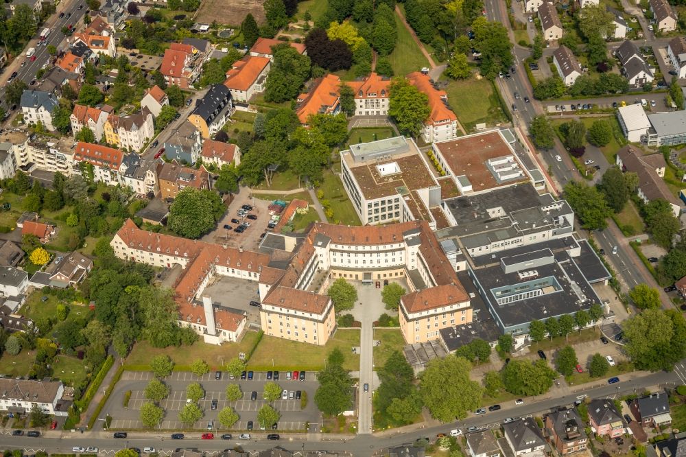 Luftaufnahme Hamm - Baustelle am Klinikgelände des Krankenhauses Sankt Marienhospital in Hamm im Bundesland Nordrhein-Westfalen