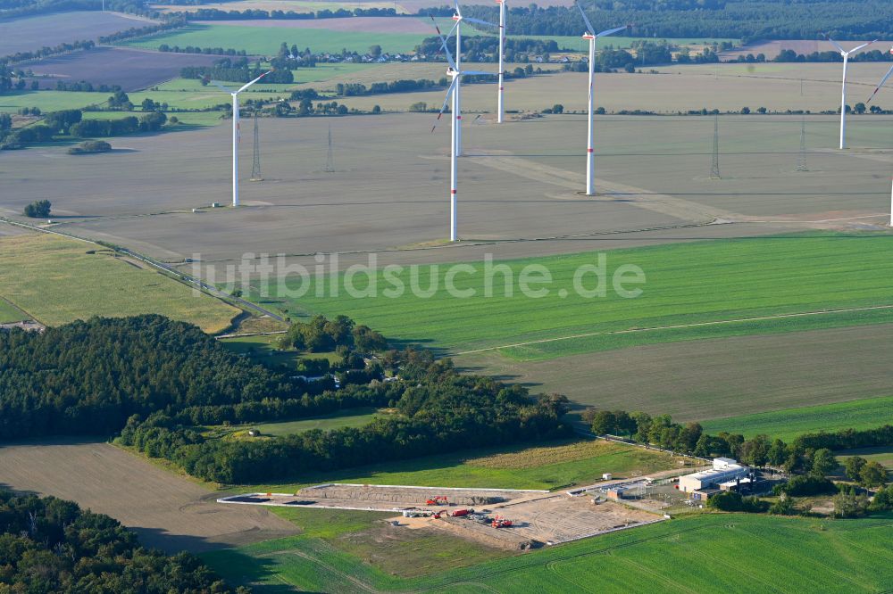 Luftbild Blumberg - Baustelle einer LNG- Anlage am Werksgelände der BALANCE EnviTec Bio-LNG GmbH & Co. KG in Blumberg im Bundesland Brandenburg, Deutschland