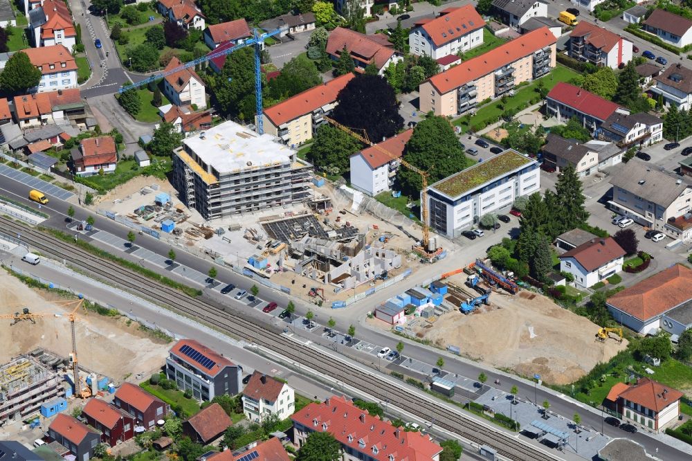 Luftbild Grenzach-Wyhlen - Baustelle für eine Mehrfamilienhaussiedlung Gartenstrasse in Grenzach-Wyhlen im Bundesland Baden-Württemberg, Deutschland