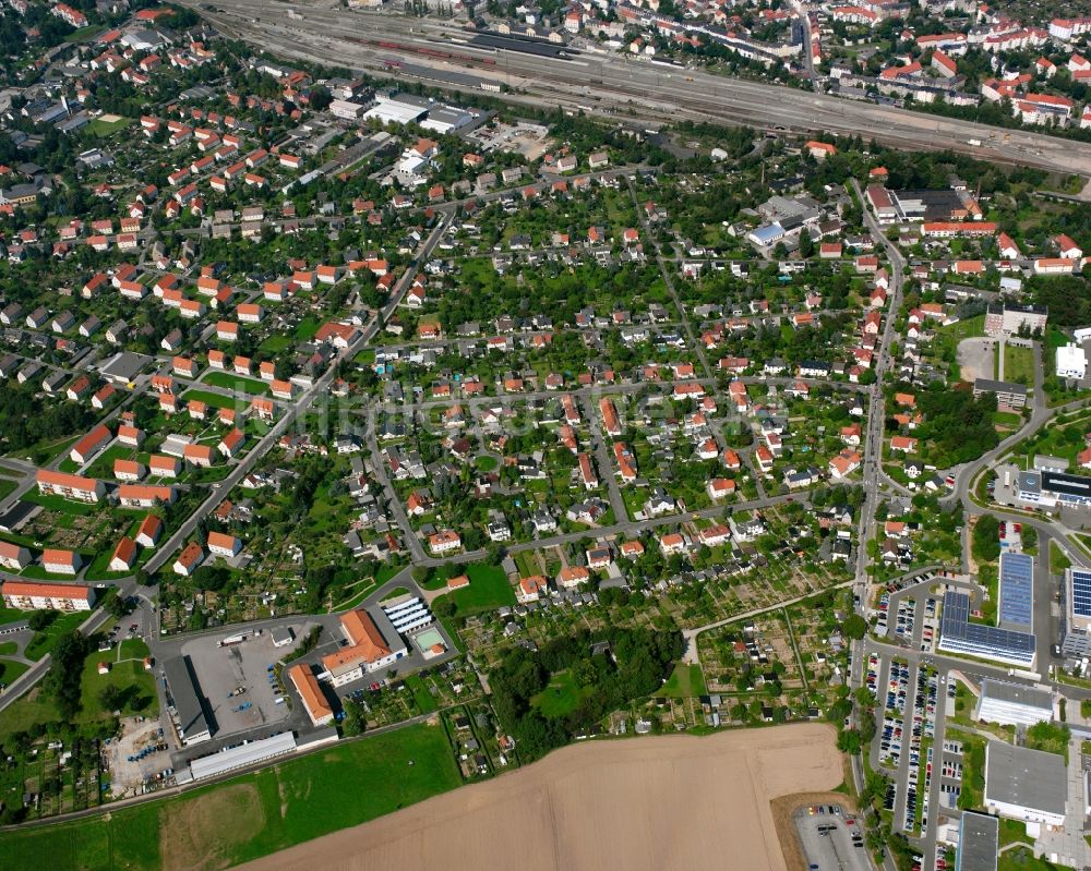 Luftaufnahme Freiberg - Baustelle Mischbebauung eines Wohngebiets mit Mehrfamilienhäusern und Einfamilienhäusern in Freiberg im Bundesland Sachsen, Deutschland