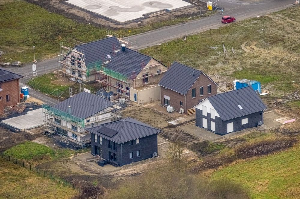 Luftbild Hamm - Baustelle Mischbebauung eines Wohngebiets mit Mehrfamilienhäusern und Einfamilienhäusern in Hamm im Bundesland Nordrhein-Westfalen, Deutschland
