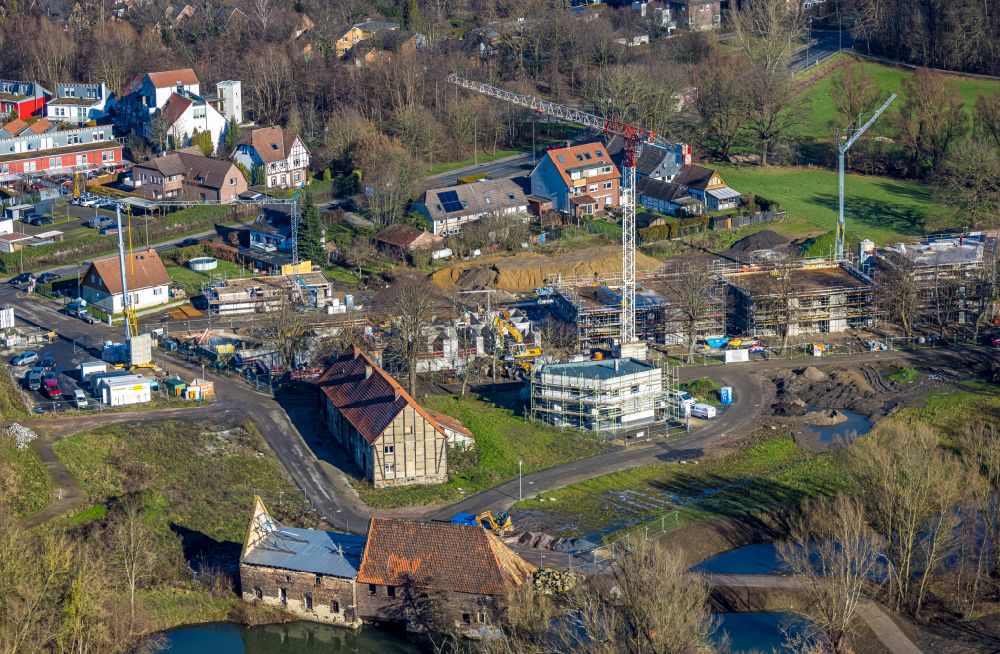 Hamm von oben - Baustelle Mischbebauung eines Wohngebiets mit Mehrfamilienhäusern und Einfamilienhäusern in Hamm im Bundesland Nordrhein-Westfalen, Deutschland