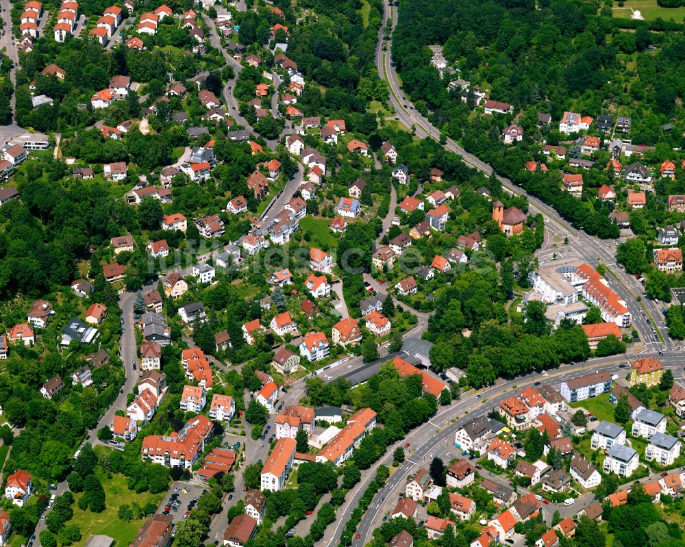 Pfrondorf von oben - Baustelle Mischbebauung eines Wohngebiets mit Mehrfamilienhäusern und Einfamilienhäusern in Pfrondorf im Bundesland Baden-Württemberg, Deutschland