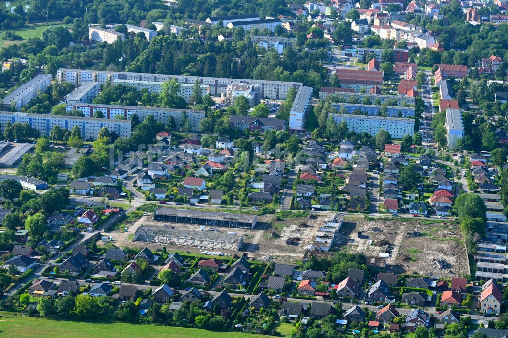 Bernau von oben - Baustelle Mischbebauung eines Wohngebiets mit Mehrfamilienhäusern und Einfamilienhäusern Rutenfeld in Bernau im Bundesland Brandenburg, Deutschland