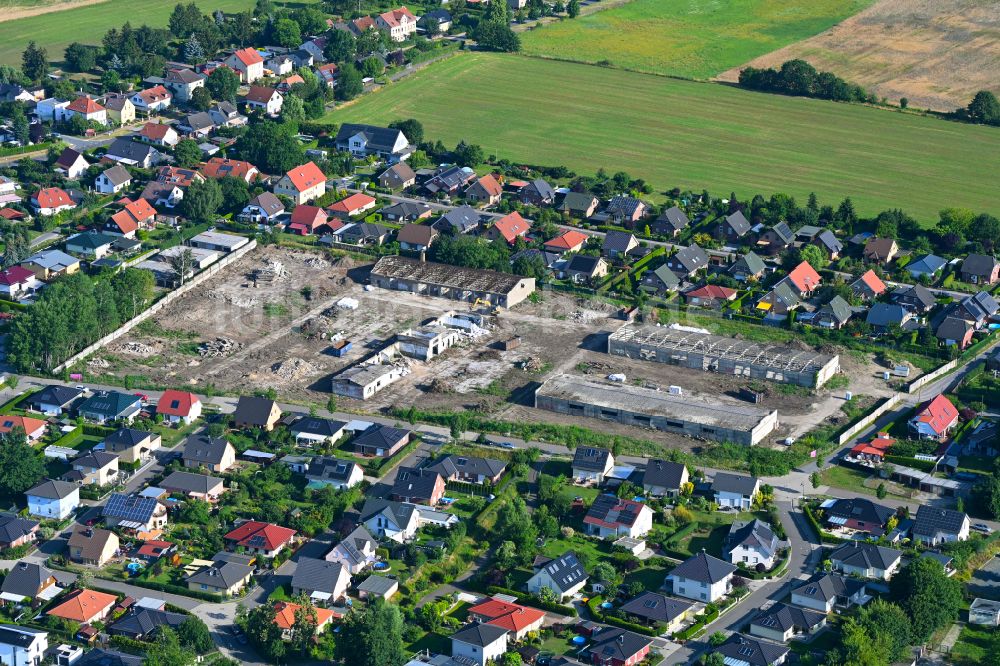 Bernau von oben - Baustelle Mischbebauung eines Wohngebiets mit Mehrfamilienhäusern und Einfamilienhäusern Rutenfeld in Bernau im Bundesland Brandenburg, Deutschland