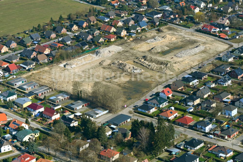 Luftbild Bernau - Baustelle Mischbebauung eines Wohngebiets mit Mehrfamilienhäusern und Einfamilienhäusern Rutenfeld in Bernau im Bundesland Brandenburg, Deutschland