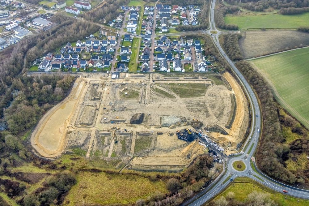 Luftbild Hamm - Baustelle Mischbebauung eines Wohngebiets mit Mehrfamilienhäusern und Einfamilienhäusern am Sachsenring im Ortsteil Heessen in Hamm im Bundesland Nordrhein-Westfalen, Deutschland