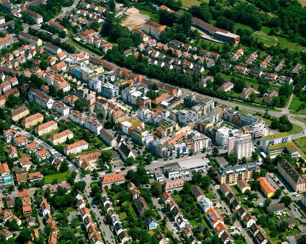 Luftbild Südstadt - Baustelle Mischbebauung eines Wohngebiets mit Mehrfamilienhäusern und Einfamilienhäusern in Südstadt im Bundesland Baden-Württemberg, Deutschland