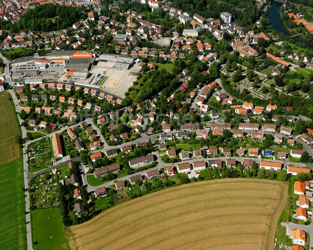 Sigmaringen von oben - Baustelle Mischbebauung eines Wohngebiets mit Mehrfamilienhäusern und Einfamilienhäusern in Sigmaringen im Bundesland Baden-Württemberg, Deutschland