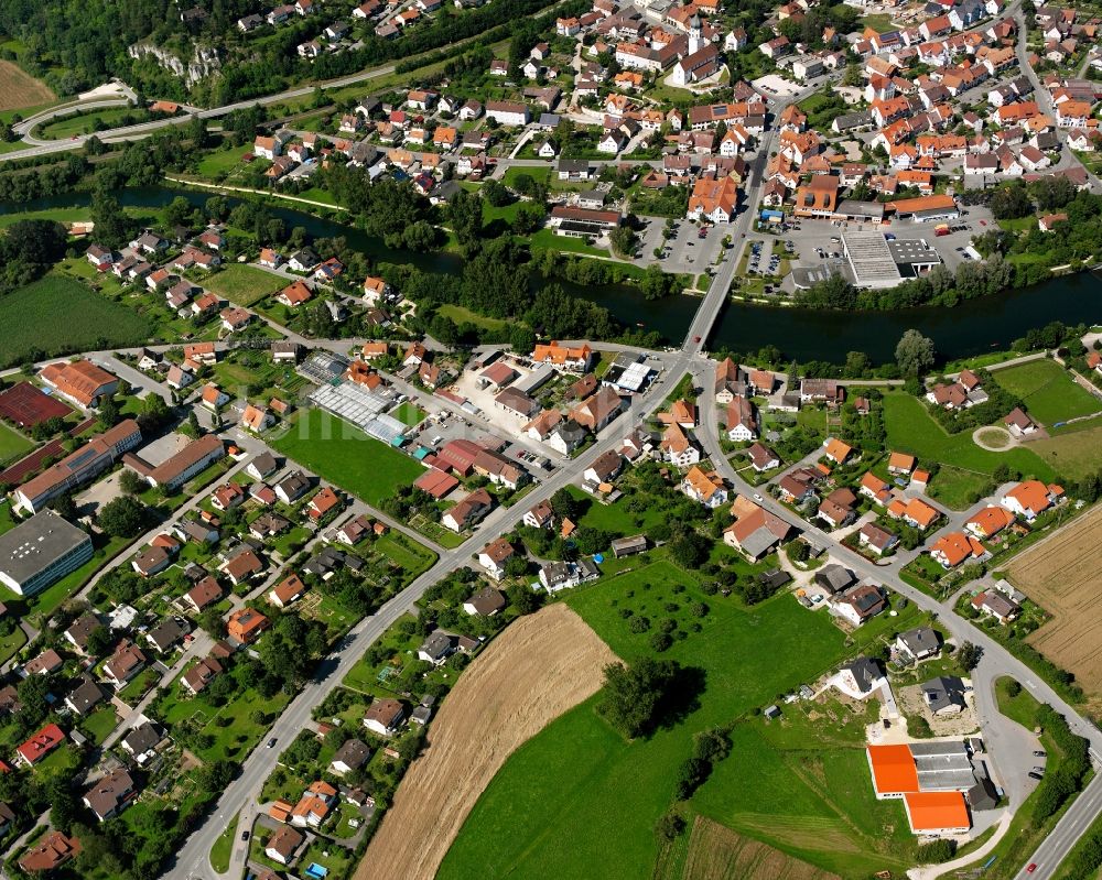 Sigmaringen von oben - Baustelle Mischbebauung eines Wohngebiets mit Mehrfamilienhäusern und Einfamilienhäusern in Sigmaringen im Bundesland Baden-Württemberg, Deutschland