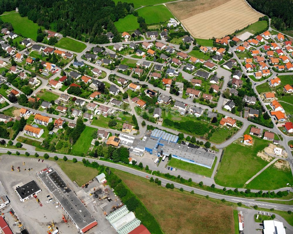 Luftaufnahme Spöck - Baustelle Mischbebauung eines Wohngebiets mit Mehrfamilienhäusern und Einfamilienhäusern in Spöck im Bundesland Baden-Württemberg, Deutschland