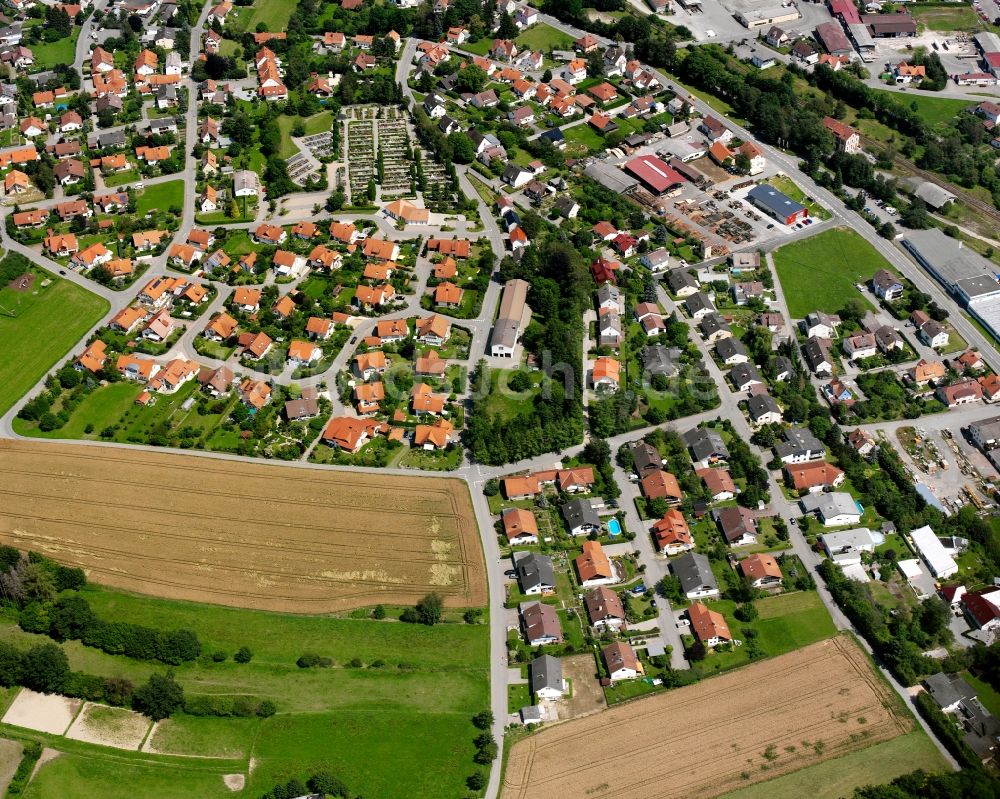 Luftbild Spöck - Baustelle Mischbebauung eines Wohngebiets mit Mehrfamilienhäusern und Einfamilienhäusern in Spöck im Bundesland Baden-Württemberg, Deutschland
