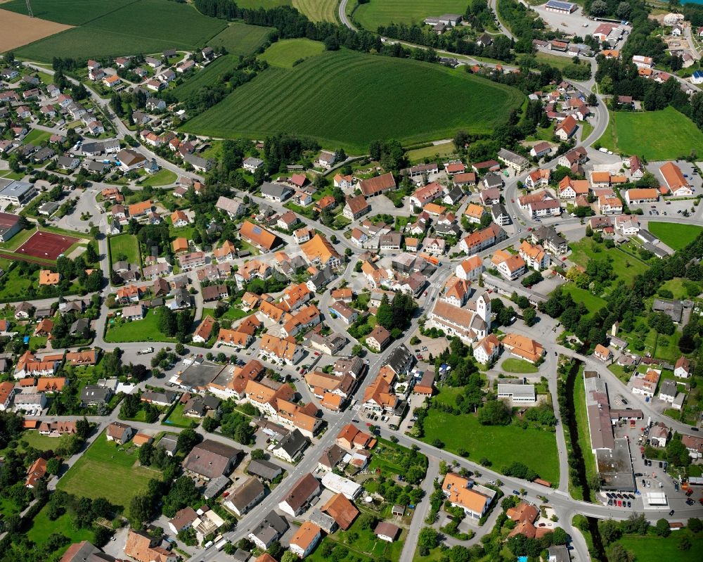 Luftaufnahme Spöck - Baustelle Mischbebauung eines Wohngebiets mit Mehrfamilienhäusern und Einfamilienhäusern in Spöck im Bundesland Baden-Württemberg, Deutschland