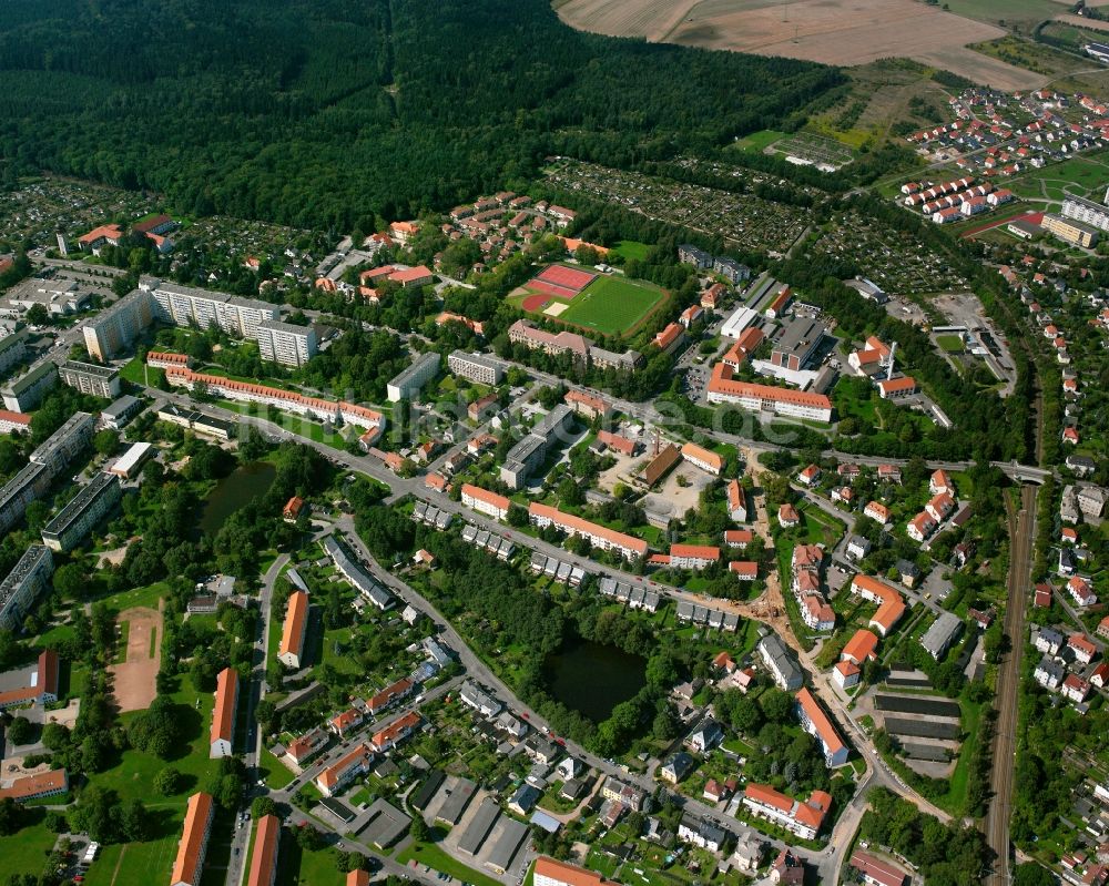Wasserberg von oben - Baustelle Mischbebauung eines Wohngebiets mit Mehrfamilienhäusern und Einfamilienhäusern in Wasserberg im Bundesland Sachsen, Deutschland