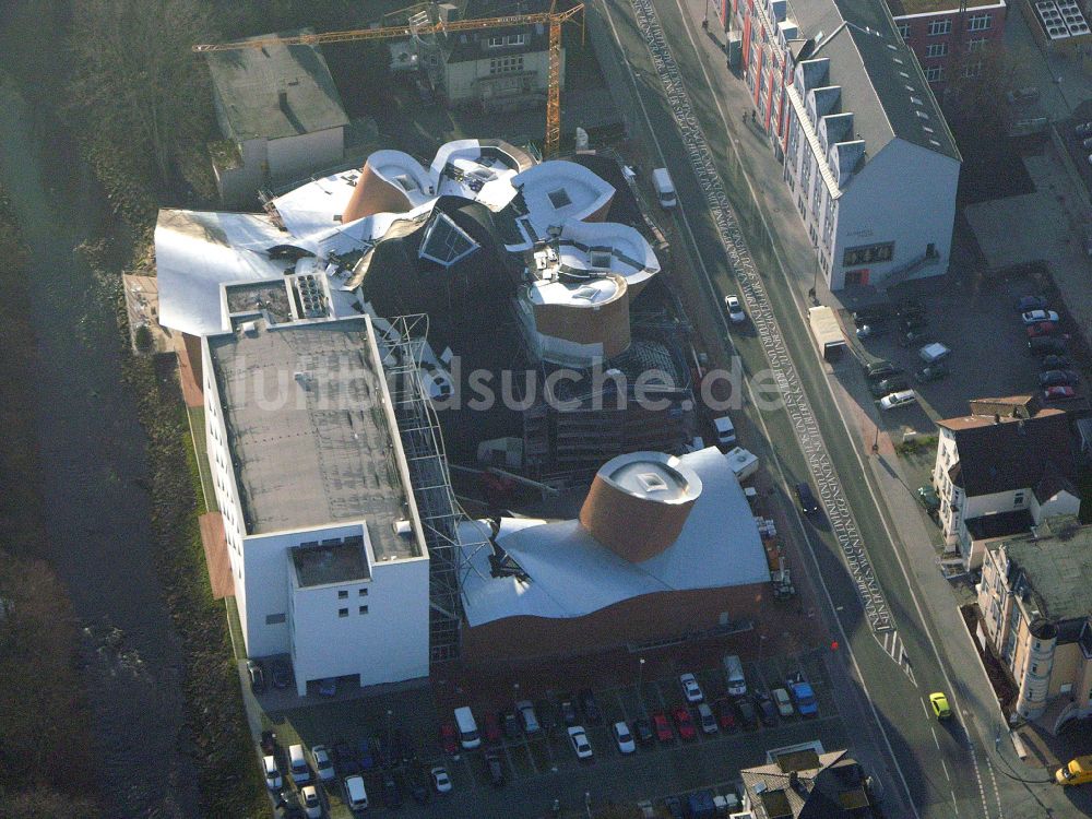 Luftbild Herford - Baustelle Museums- Gebäude- Ensemble MARTa Herford im Ortsteil Elverdissen in Herford im Bundesland Nordrhein-Westfalen, Deutschland