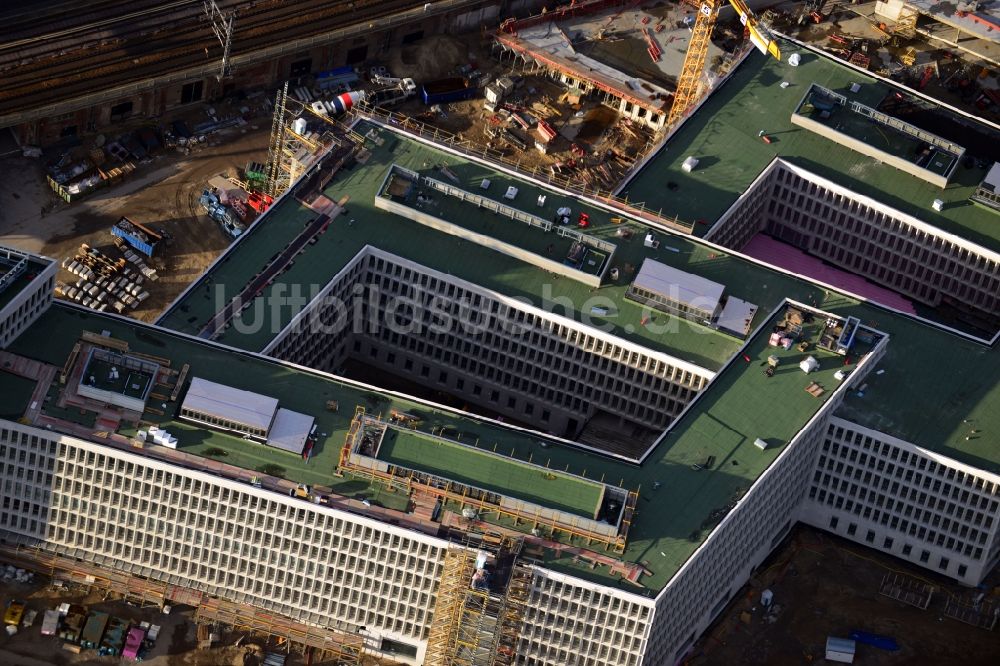 Luftbild Berlin Moabit - Baustelle für den Neubau des Bundesministeriums des Innern / Innenministerium in Berlin Moabit
