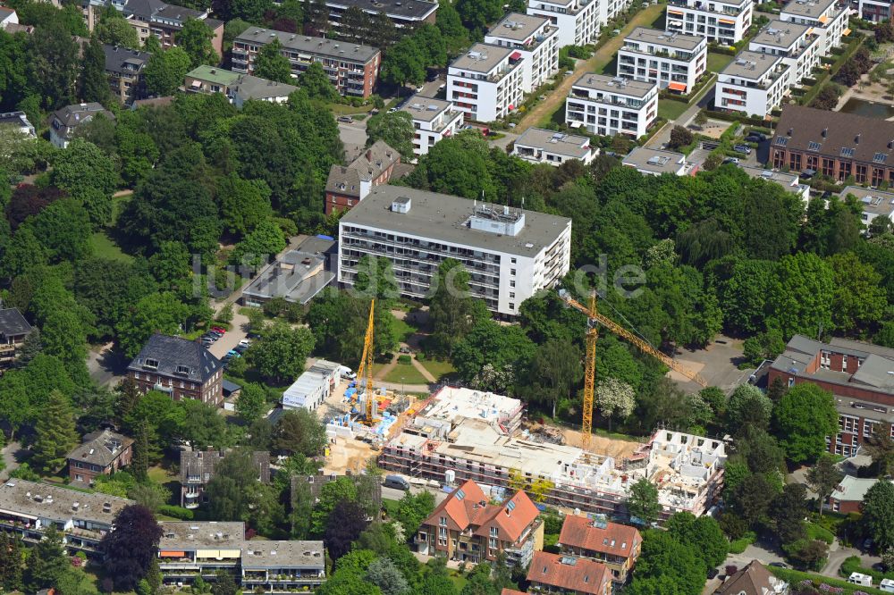 Luftaufnahme Hamburg - Baustelle der Neubau- Gebäude des Altersheim - Seniorenresidenz Husarendenkmal an der Zitzewitzstraße in Hamburg, Deutschland