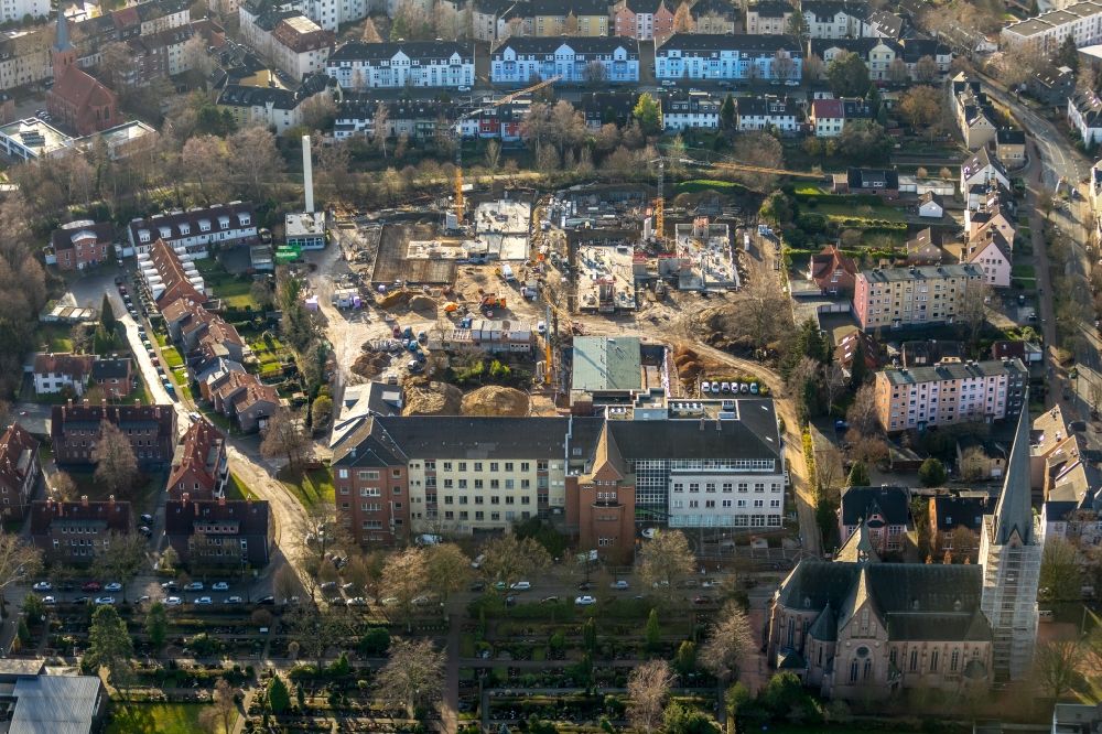 Luftbild Herne - Baustelle der Neubau- Gebäude des Altersheim - Seniorenresidenz in Herne im Bundesland Nordrhein-Westfalen, Deutschland