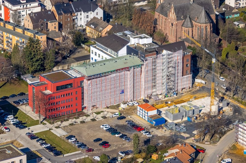 Luftbild Herne - Baustelle der Neubau- Gebäude des Altersheim - Seniorenresidenz in Herne im Bundesland Nordrhein-Westfalen, Deutschland