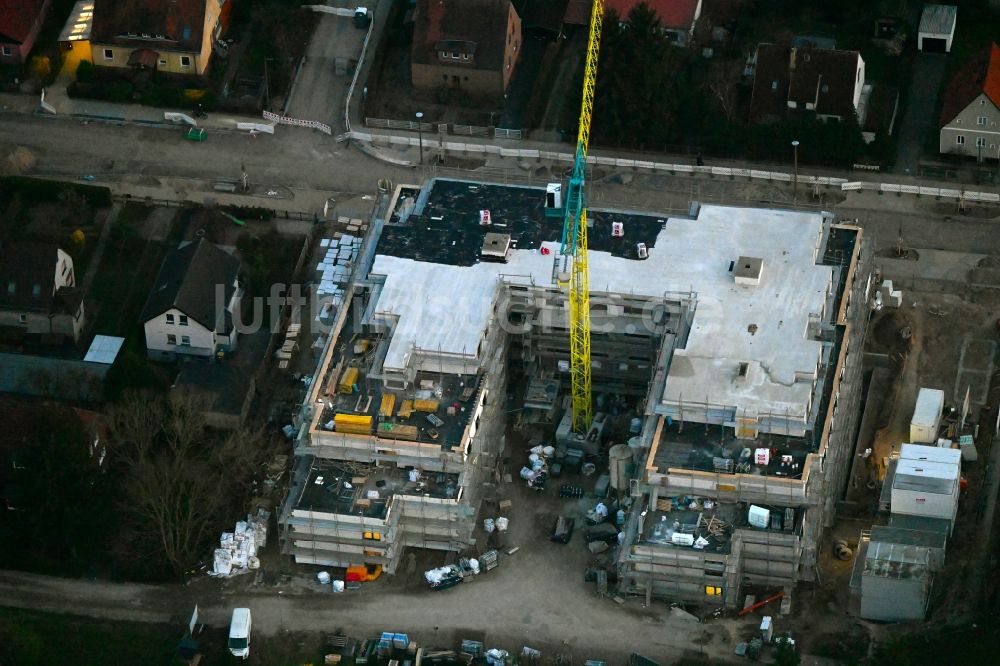 Luftbild Neuruppin - Baustelle der Neubau- Gebäude des Altersheim - Seniorenresidenz in Neuruppin im Bundesland Brandenburg, Deutschland
