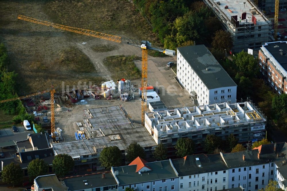 Luftbild Magdeburg - Baustelle vom Neubau eines Seniorenzentrums im Ortsteil Stadtfeld Ost in Magdeburg im Bundesland Sachsen-Anhalt, Deutschland