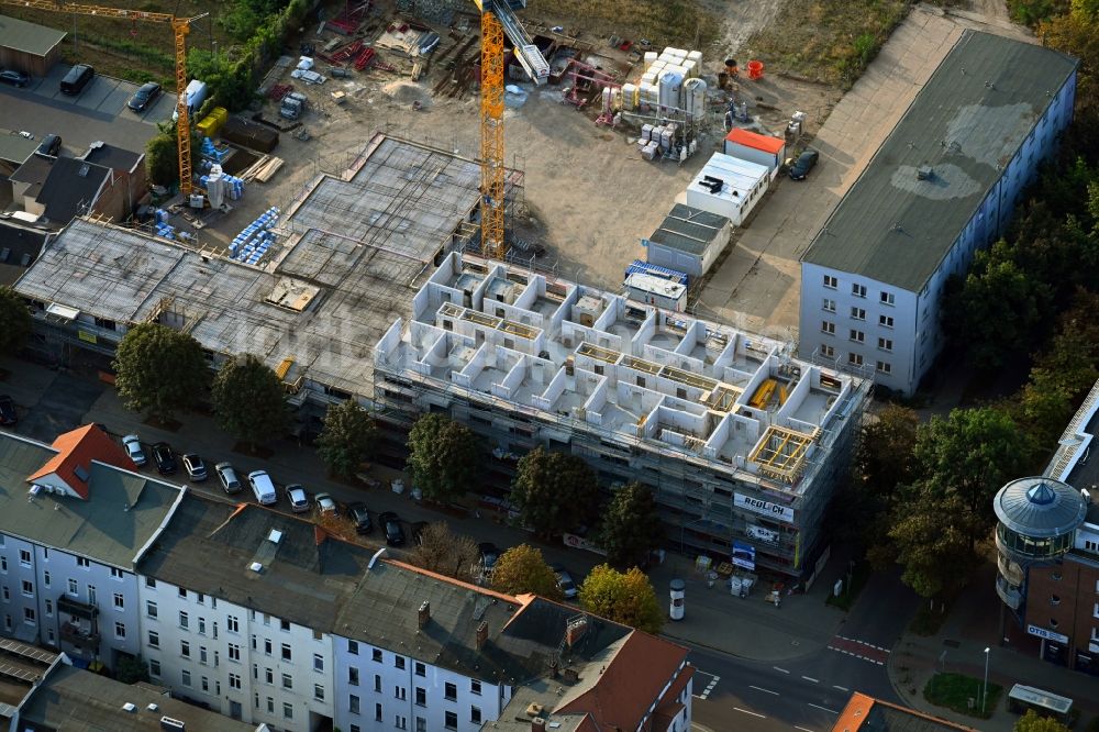 Luftaufnahme Magdeburg - Baustelle vom Neubau eines Seniorenzentrums im Ortsteil Stadtfeld Ost in Magdeburg im Bundesland Sachsen-Anhalt, Deutschland