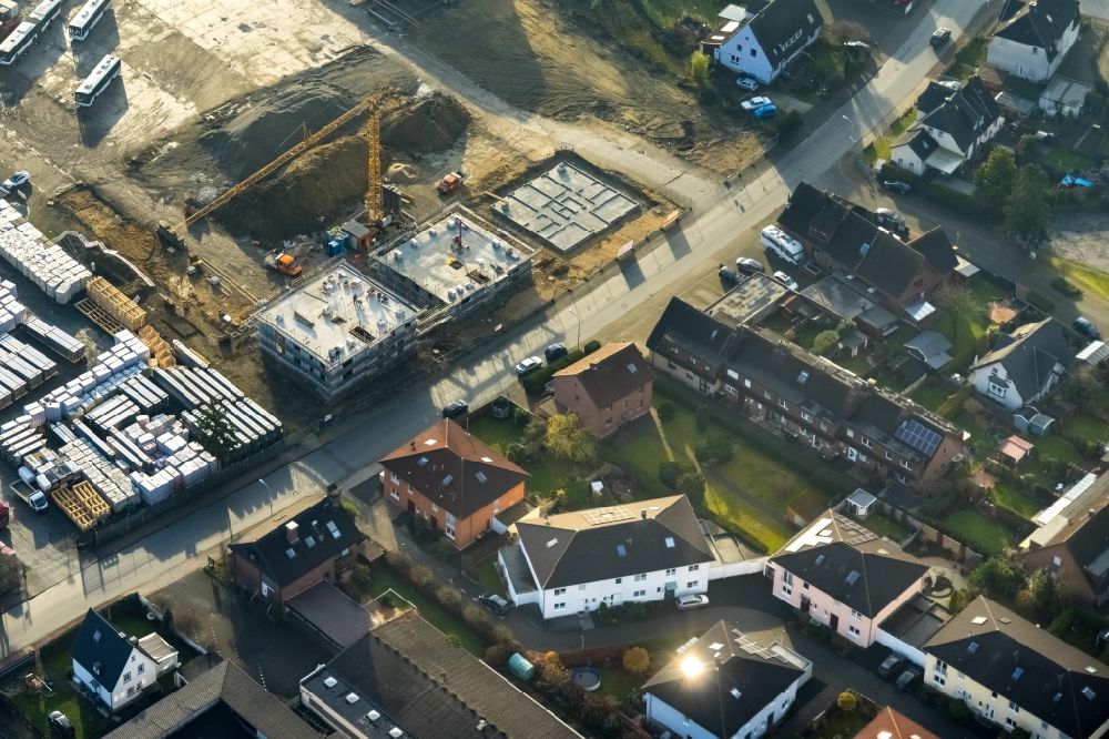 Luftaufnahme Haltern am See - Baustelle für den Neubau von Wohnungen in der Annabergstraße in Haltern am See im Ruhrgebiet in Nordrhein-Westfalen, Deutschland