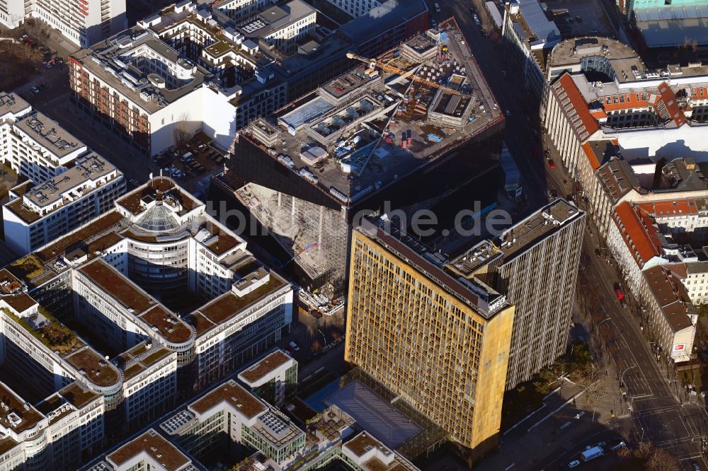 Luftaufnahme Berlin - Baustelle des Neubaus Axel Springer Campus an der Krausenstraße - Schützenstraße in Berlin