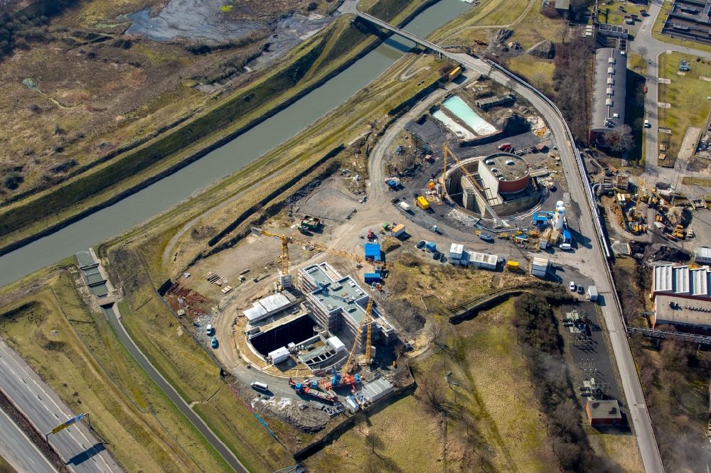 Luftbild Bottrop - Baustelle für eine neues Pumpwerk der Emschergenossenschaft in Bottrop im Bundesland Nordrhein-Westfalen
