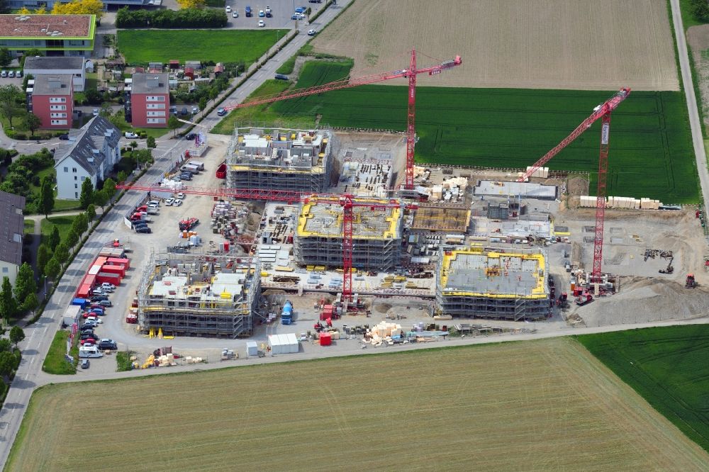 Luftaufnahme Bad Säckingen - Baustelle Neumatt-Stein zum Neubau einer Mehrfamilienhaus-Wohnanlage in Stein im Kanton Aargau, Schweiz