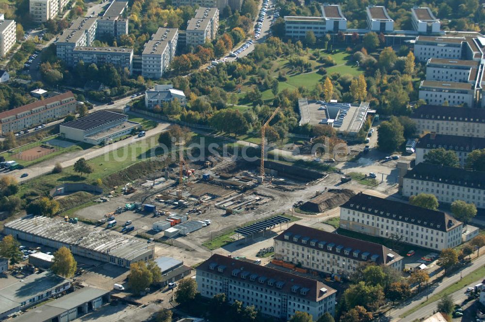 Erfurt von oben - Baustelle für den Polizei-Neubau im Stadtteil Erfurt-Daberstedt