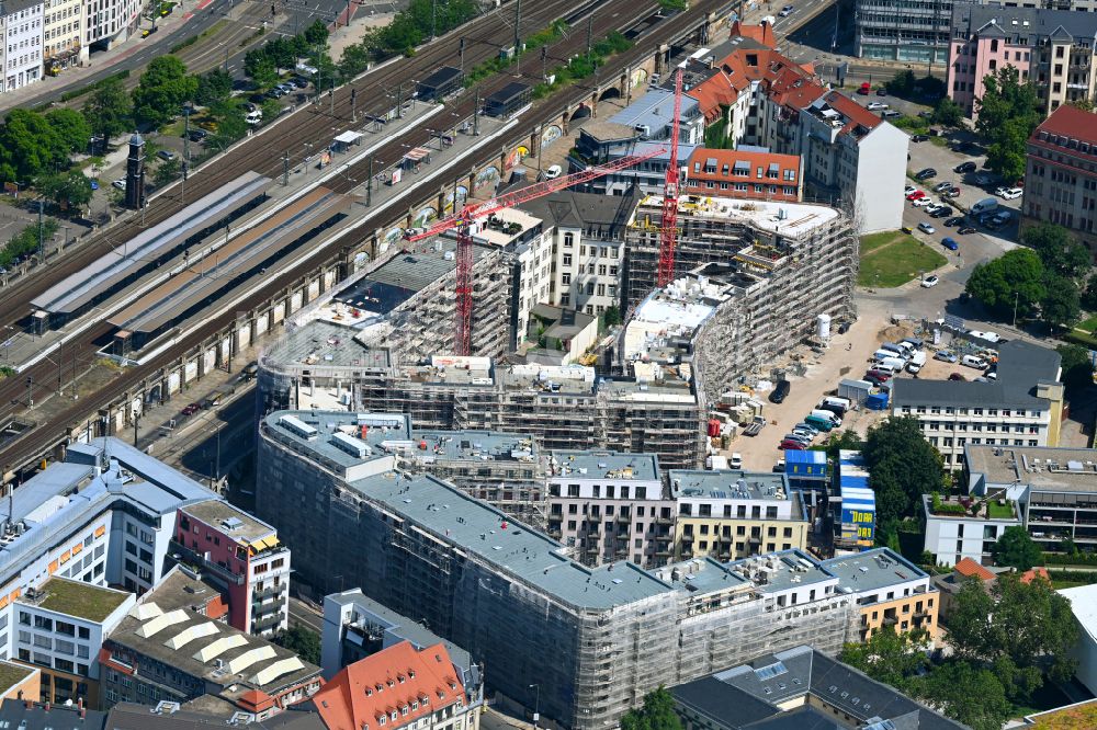 Luftbild Dresden - Baustelle Quartier Am Schützengarten in Dresden im Bundesland Sachsen, Deutschland