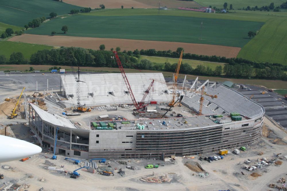 Sinsheim aus der Vogelperspektive: Baustelle der Rhein-Neckar-Arena in Sinsheim