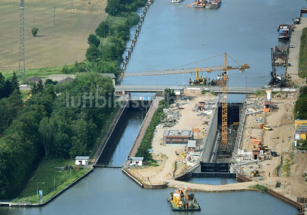 Zerben von oben - Baustelle Schleuse Zerben und Zerbener Brücke am Elbe-Havel-Kanal im Bundesland Sachsen-Anhalt