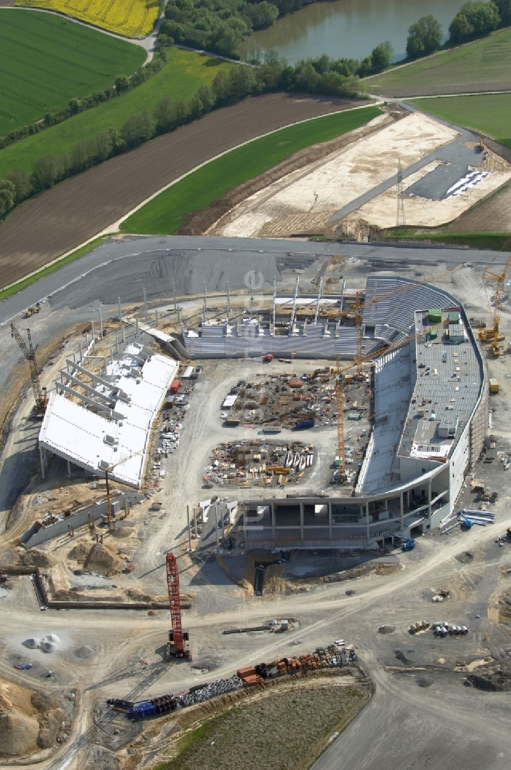 Luftaufnahme Sinsheim - Baustelle Sportstätten-Gelände der Arena des Stadion WIRSOL Rhein-Neckar-Arena in Sinsheim im Bundesland Baden-Württemberg