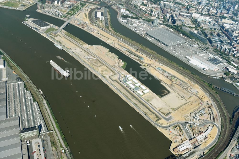 Hamburg von oben - Baustelle des Stadtentwicklungsgebietes Baakenhafen an der Elbe in Hamburg