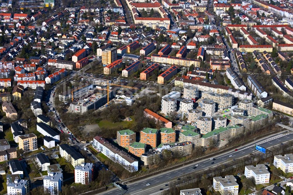 München von oben - Baustelle STADTQUARTIER AN DER LUDLSTRASSE in Hadern in München im Bundesland Bayern, Deutschland
