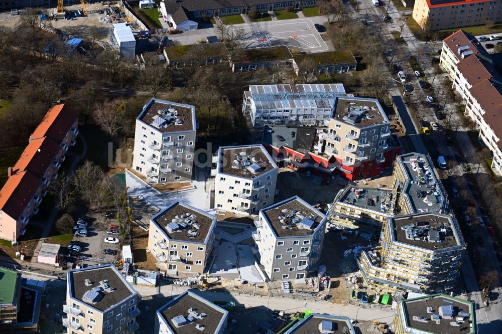 Luftbild München - Baustelle STADTQUARTIER AN DER LUDLSTRASSE in Hadern in München im Bundesland Bayern, Deutschland