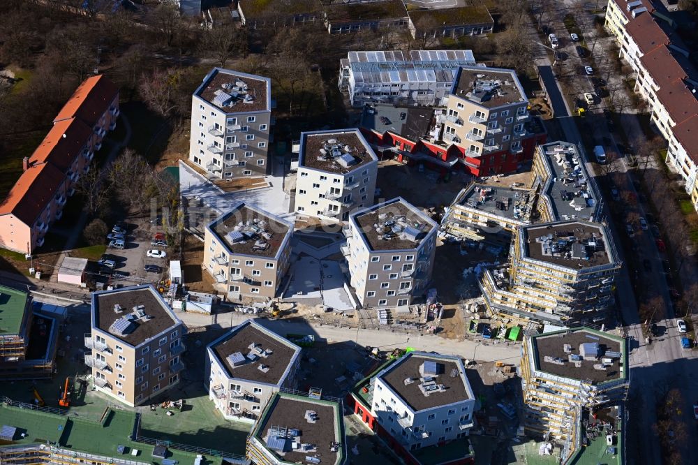 Luftaufnahme München - Baustelle STADTQUARTIER AN DER LUDLSTRASSE in Hadern in München im Bundesland Bayern, Deutschland