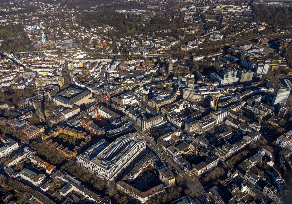Luftaufnahme Bochum - Baustelle Stadtquartier - Viktoria Karree in Bochum im Bundesland Nordrhein-Westfalen, Deutschland