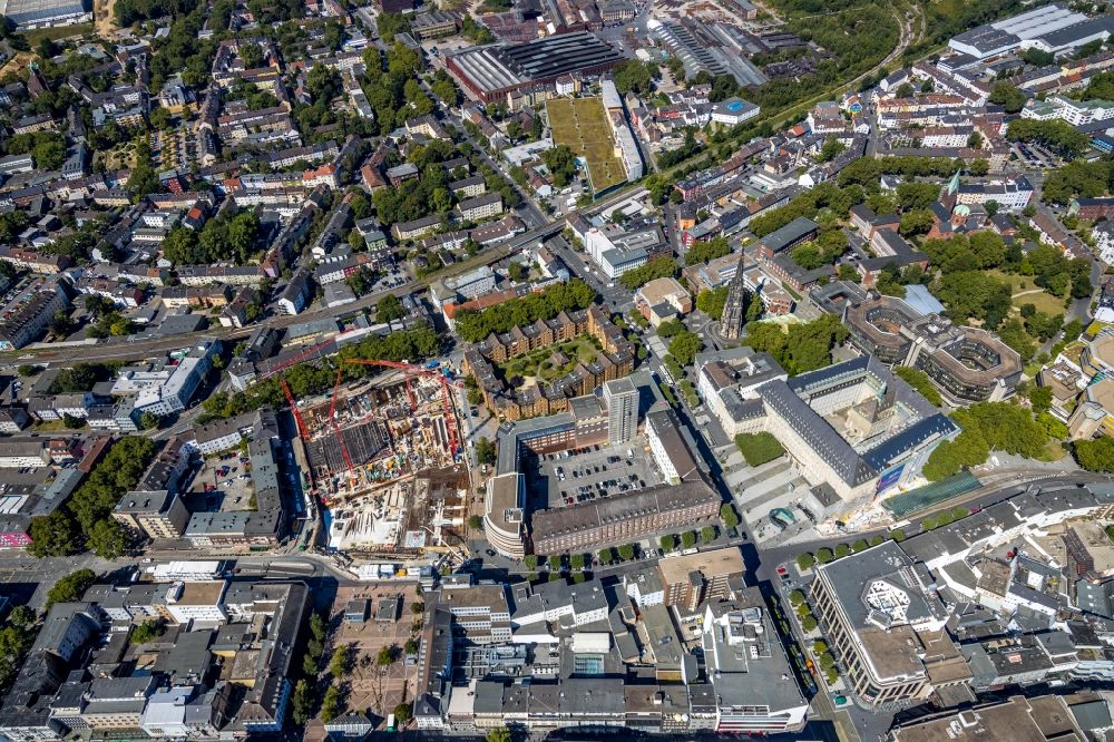 Luftaufnahme Bochum - Baustelle Stadtquartier an der Viktoriastraße - Viktoria Quartier in Bochum im Bundesland Nordrhein-Westfalen, Deutschland