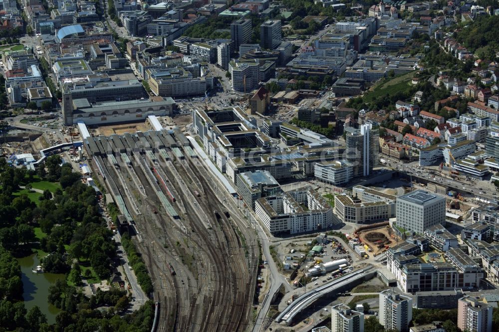 Luftaufnahme Stuttgart - Baustelle am Stuttgarter Hauptbahnhof in Baden-Württemberg