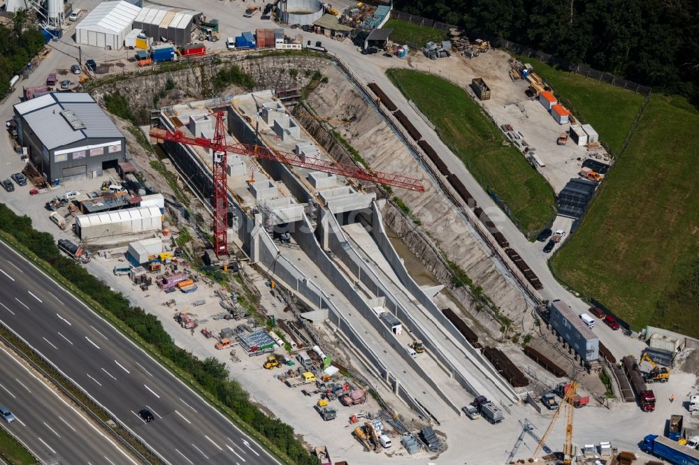 Luftbild Stuttgart - Baustelle mit Tunnelführungsarbeiten für die Streckenführung und den Verlauf des Eisenbahntunnel für Stuttgart 21 in Stuttgart im Bundesland Baden-Württemberg