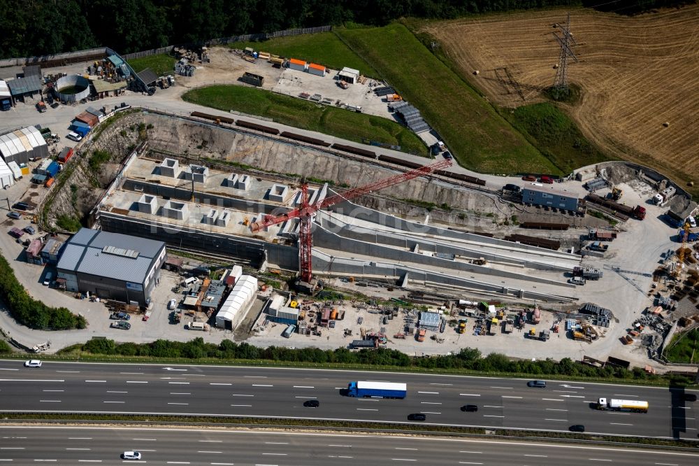 Luftaufnahme Stuttgart - Baustelle mit Tunnelführungsarbeiten für die Streckenführung und den Verlauf des Eisenbahntunnel für Stuttgart 21 in Stuttgart im Bundesland Baden-Württemberg