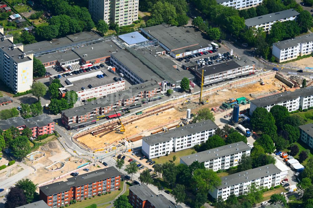 Hamburg aus der Vogelperspektive: Baustelle mit Tunnelführungsarbeiten für die Streckenführung und den Verlauf der U 4 in Hamburg, Deutschland