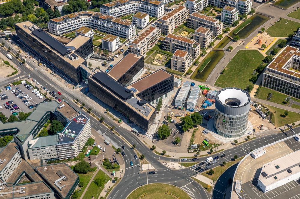 Luftaufnahme Essen - Baustelle der Unternehmenszentrale der Funke Mediengruppe am Berliner Platz in Essen im Bundesland Nordrhein-Westfalen