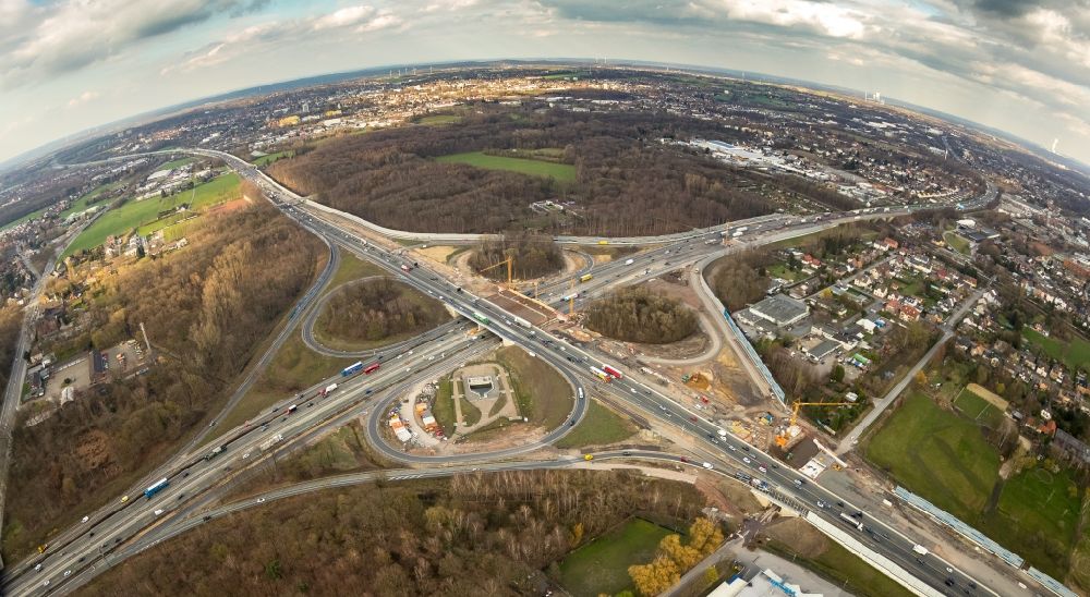 Luftbild Recklinghausen - Baustelle an der Verkehrsführung am Autobahnkreuz der BAB A2 - A43 in Recklinghausen im Bundesland Nordrhein-Westfalen, Deutschland