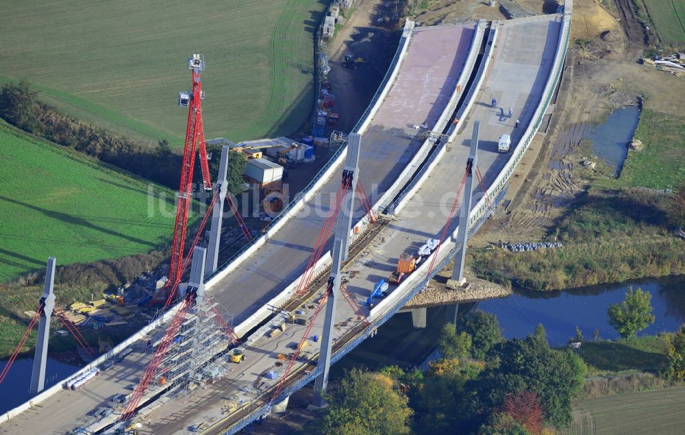 Bad Oeynhausen von oben - Baustelle der Werrebrücke in Bad Oeynhausen im Bundesland Nordrhein-Westfalen
